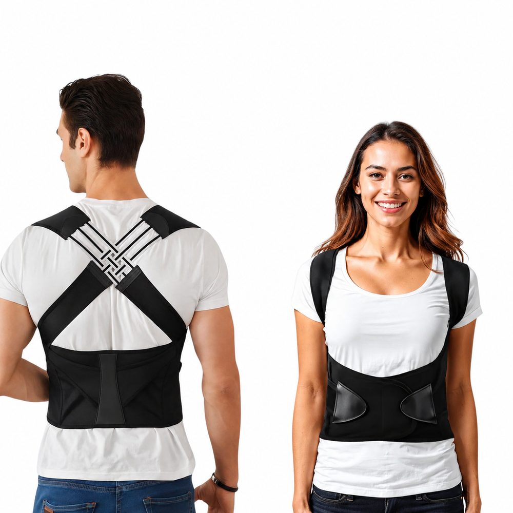 Posture corrector belt on man and woman